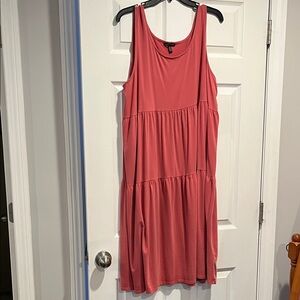 Eileen Fisher Coral Tiered Midi Dress